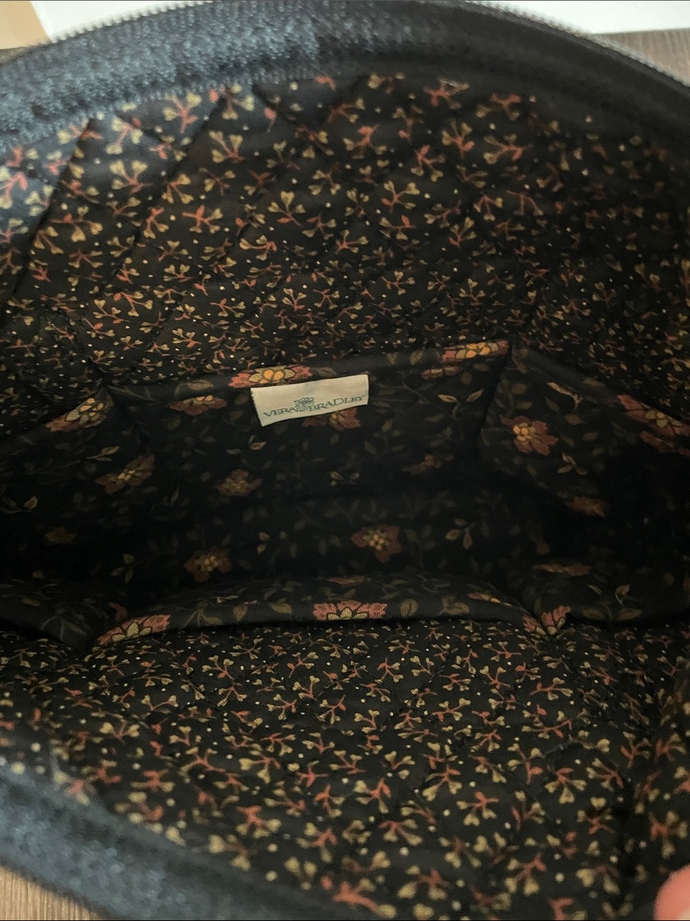 Quilted Vera Bradley Floral Shoulder Bag in Black and Brown - Picture 3 of 5